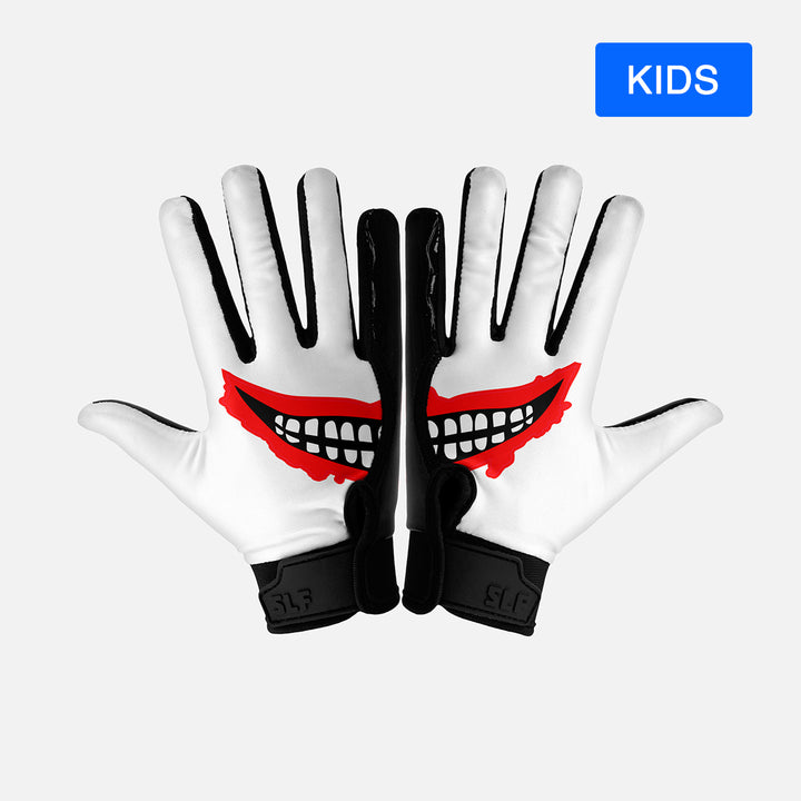Smile White Sticky Kids Football Receiver Gloves