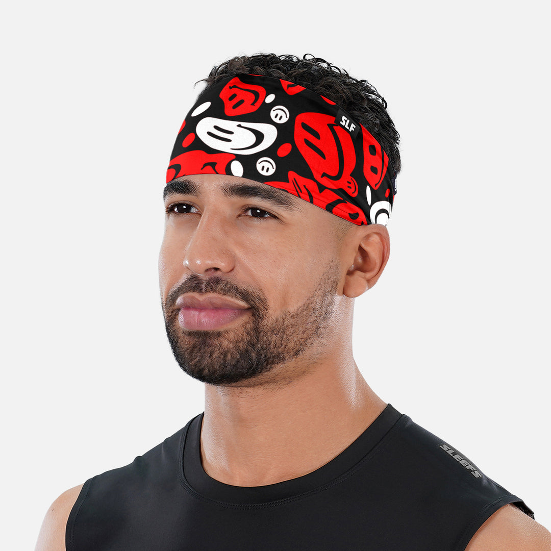 Smiley Faces Red Black Headband