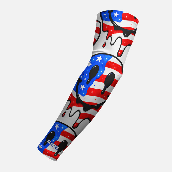 Smiley USA Flag Drip Arm Sleeve
