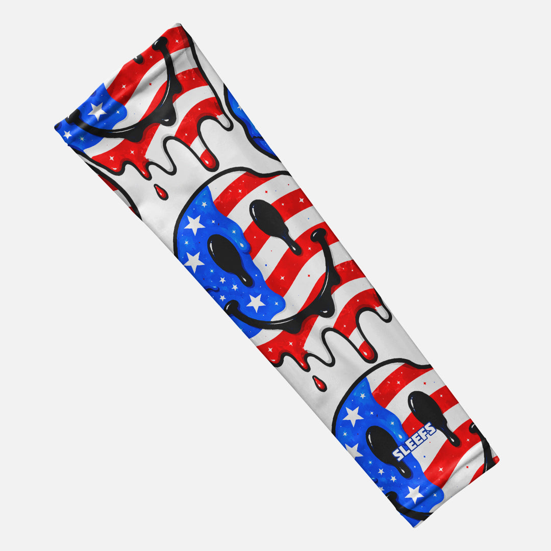 Smiley USA Flag Drip Arm Sleeve