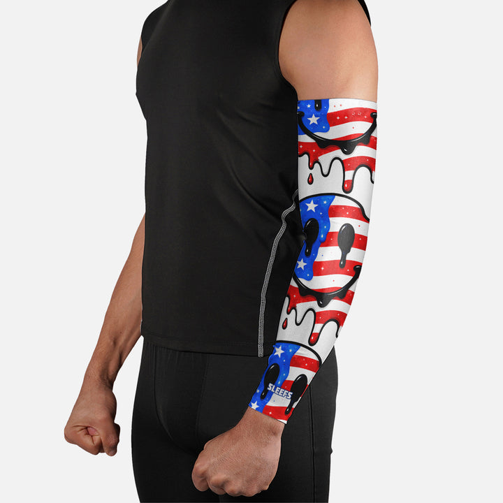 Smiley USA Flag Drip Arm Sleeve