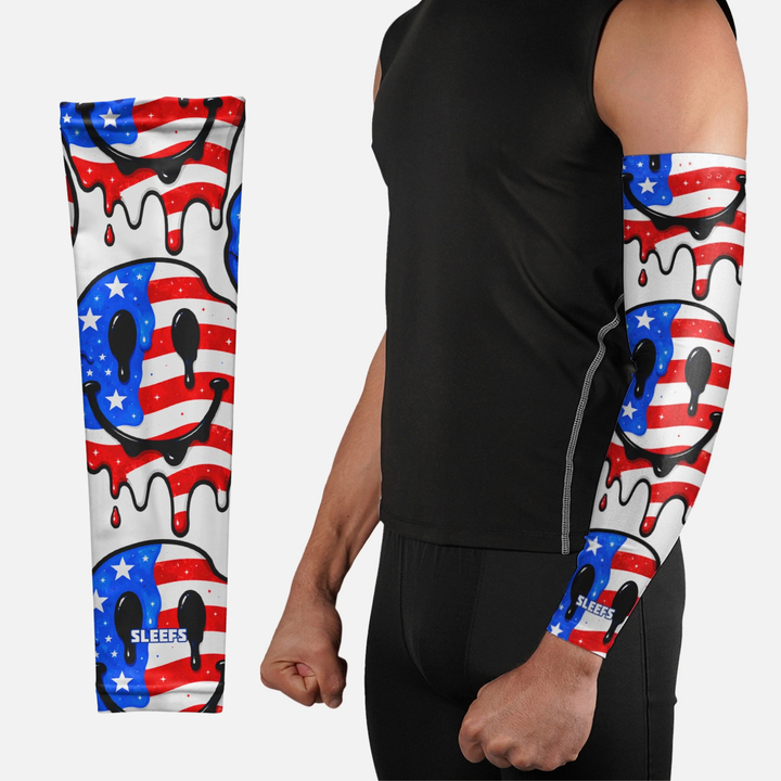 Smiley USA Flag Drip Arm Sleeve