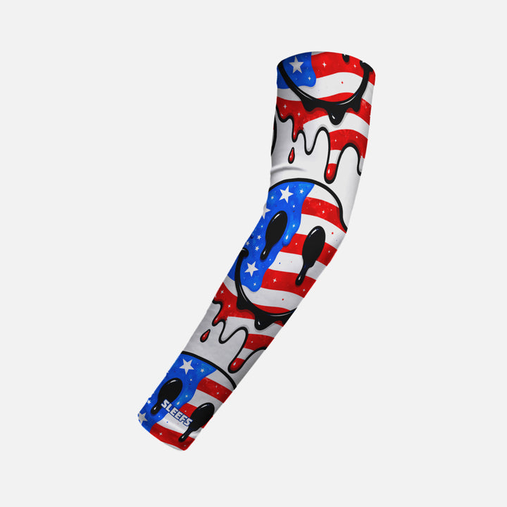 Smiley USA Flag Drip Kids Arm Sleeve