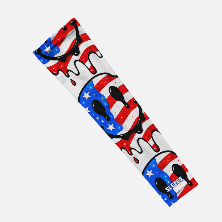 Smiley USA Flag Drip Kids Arm Sleeve