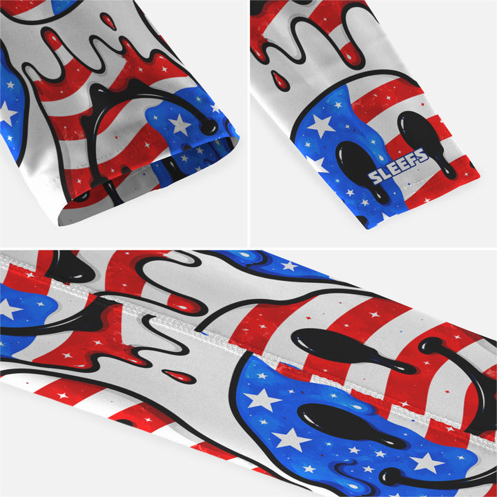 Smiley USA Flag Drip Kids Arm Sleeve
