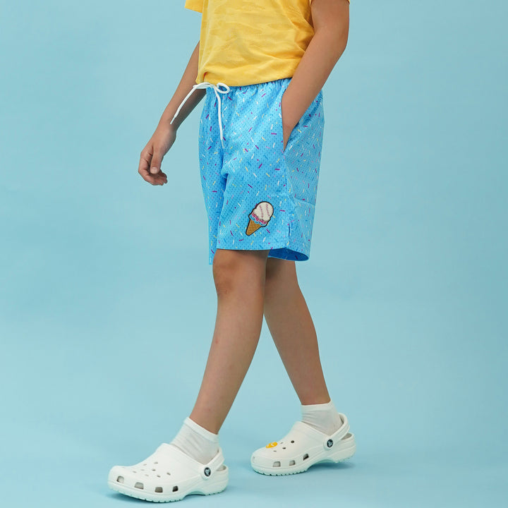 Sprinkle Blast Light Blue Kids Shorts - 5"