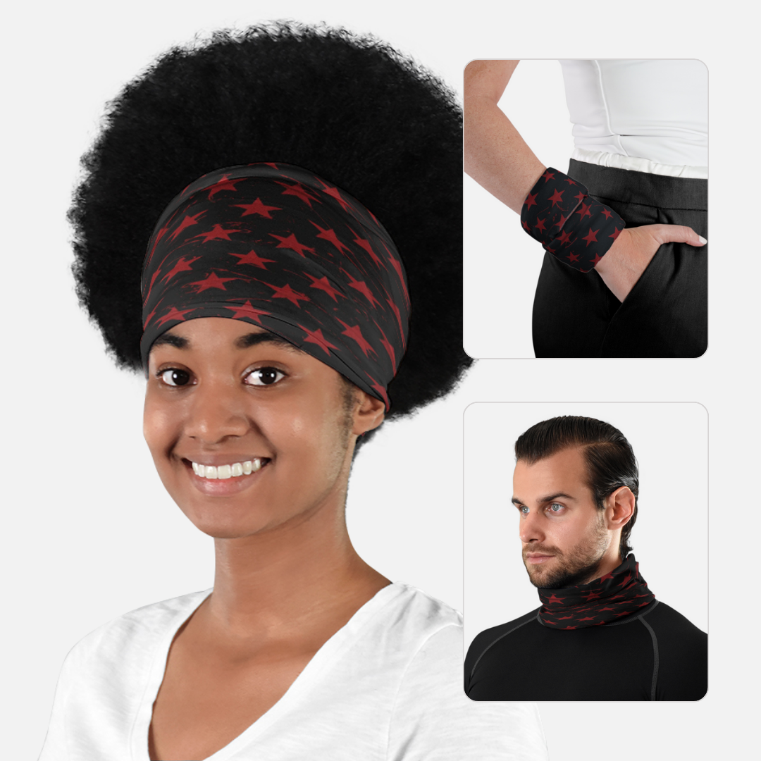 Stars Black Maroon Neck Gaiter