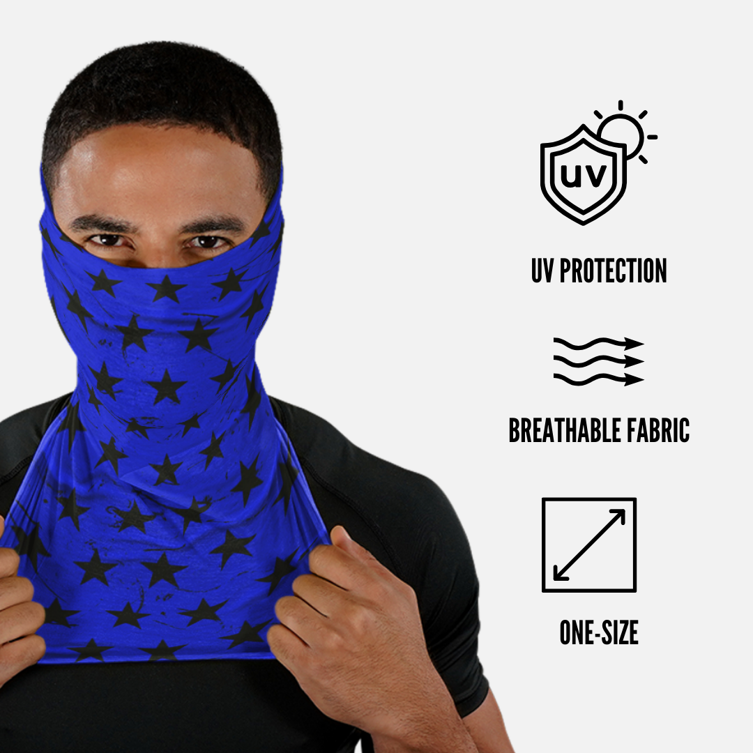 Stars Blue Black Neck Gaiter