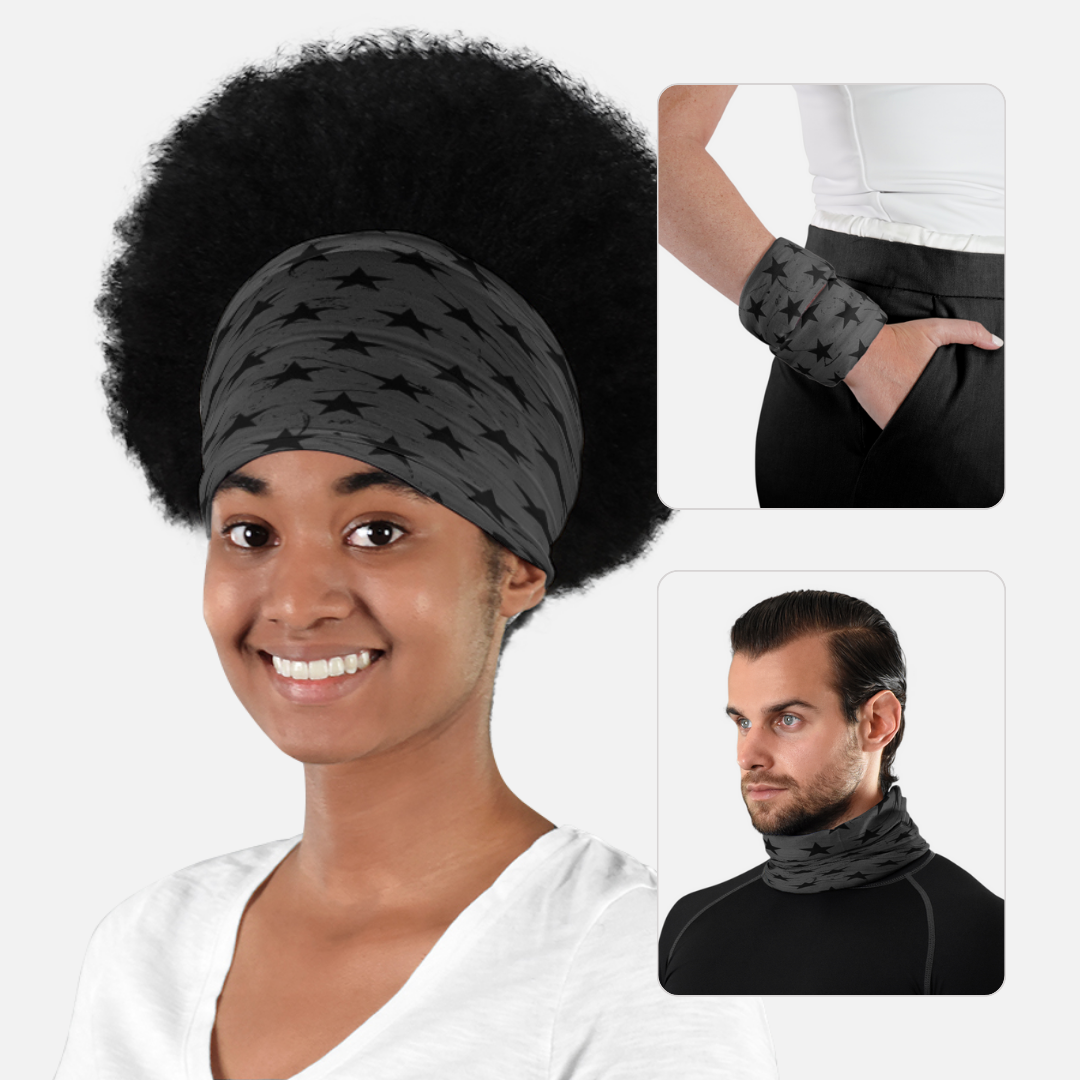 Stars Gray Black Neck Gaiter