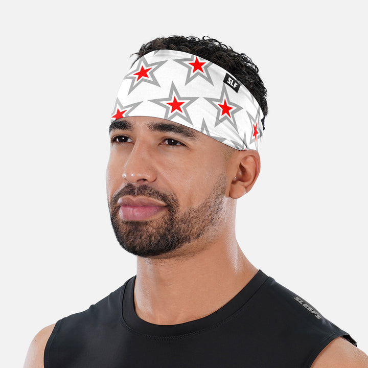 Stars Pattern White Red Headband