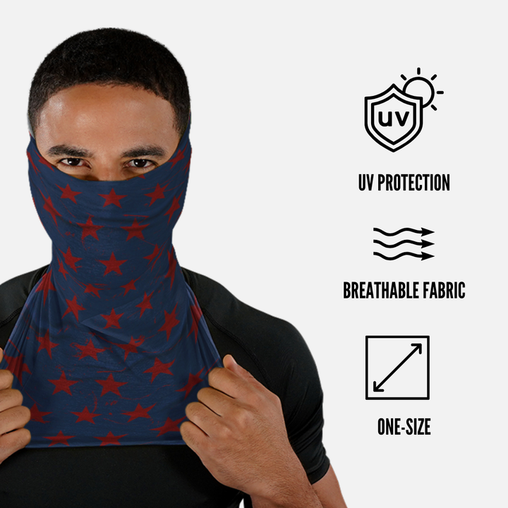 Stars Navy Maroon Neck Gaiter