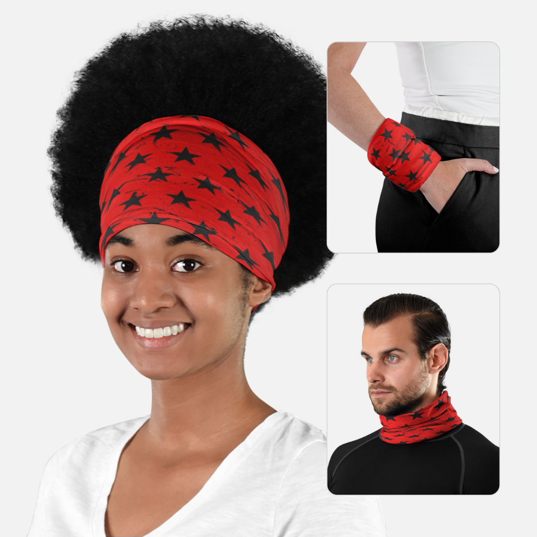 Stars Red Black Neck Gaiter