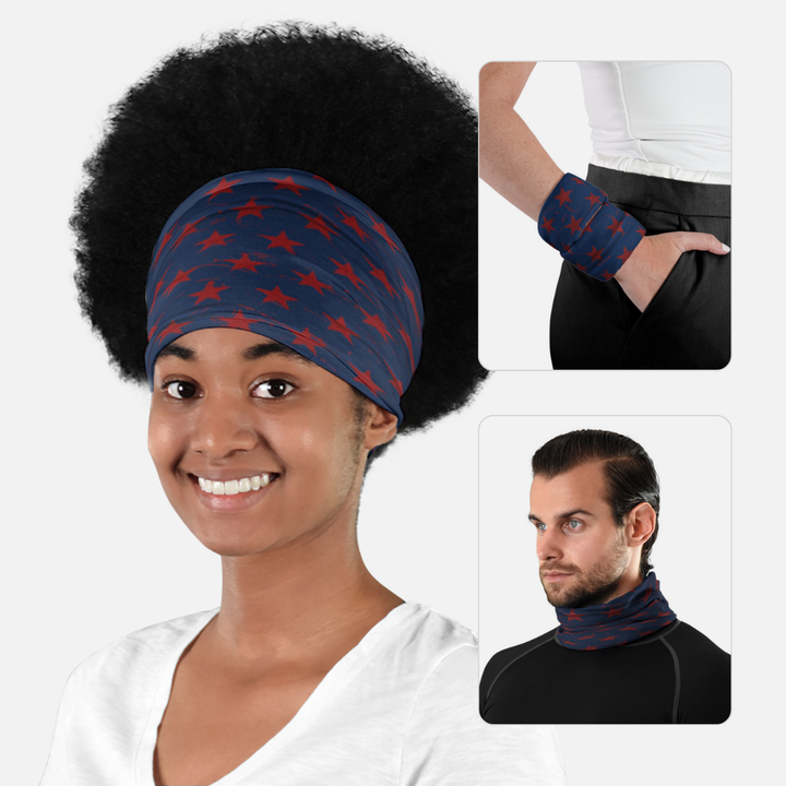 Stars Navy Maroon Neck Gaiter