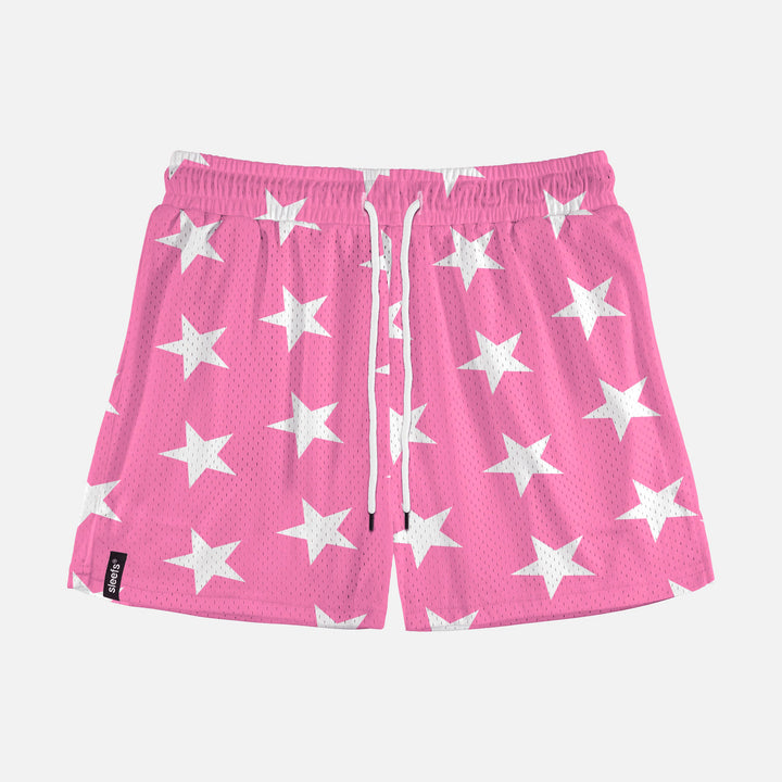 Stars Pattern Pink Shorts - 5"
