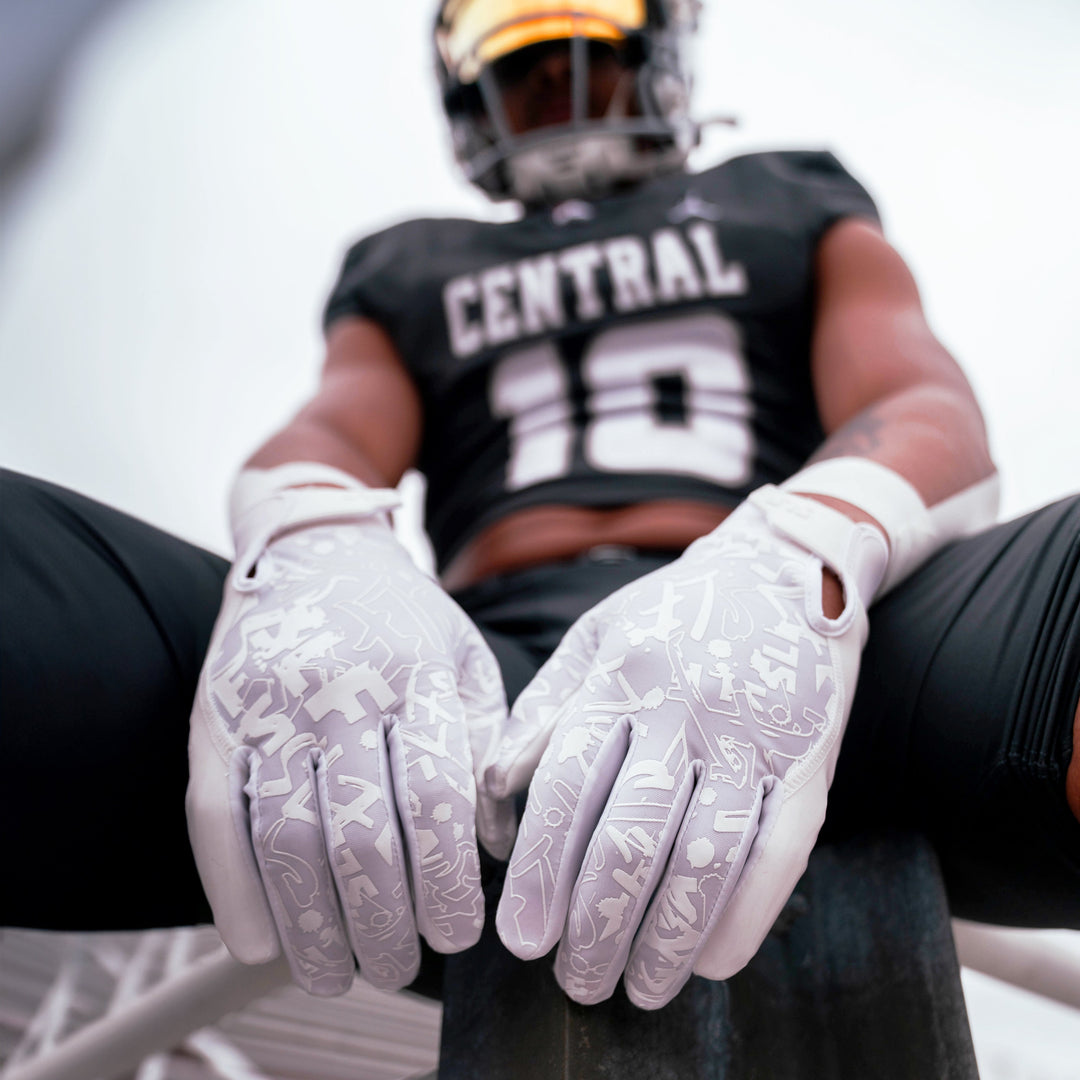 White + Black Sticky Football Receiver Gloves Bundle