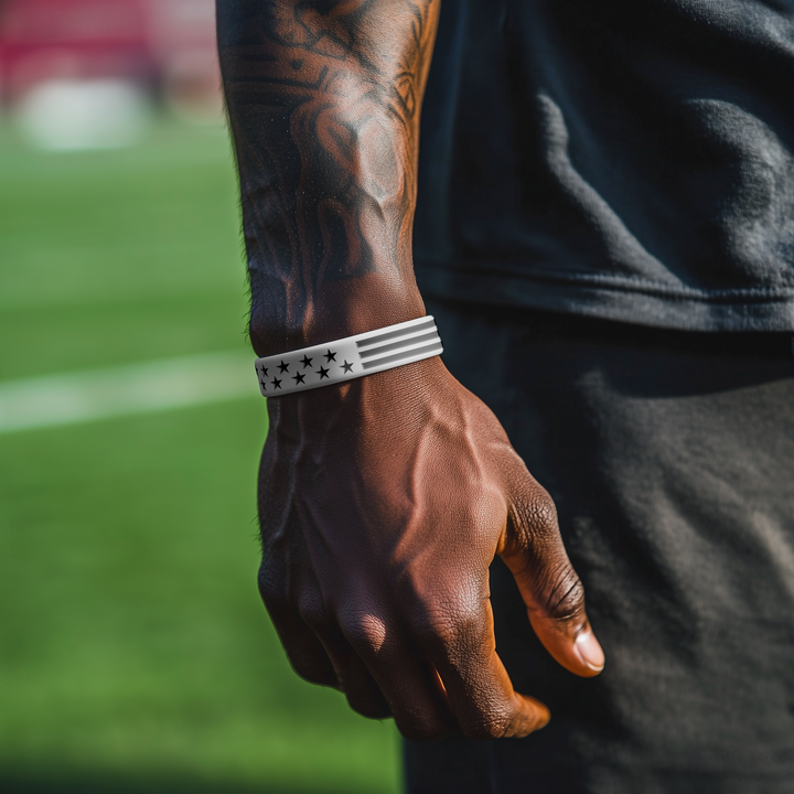 Tactical USA Flag Gray Motivational Wristband