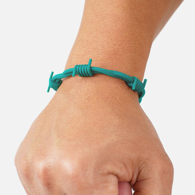 Teal Barbed Wire Silicone Wristband