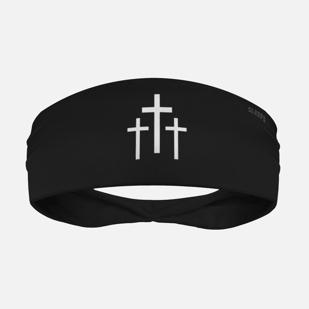Three Crosses Black Headband