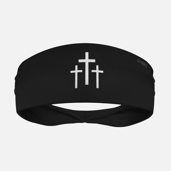 Three Crosses Black Headband