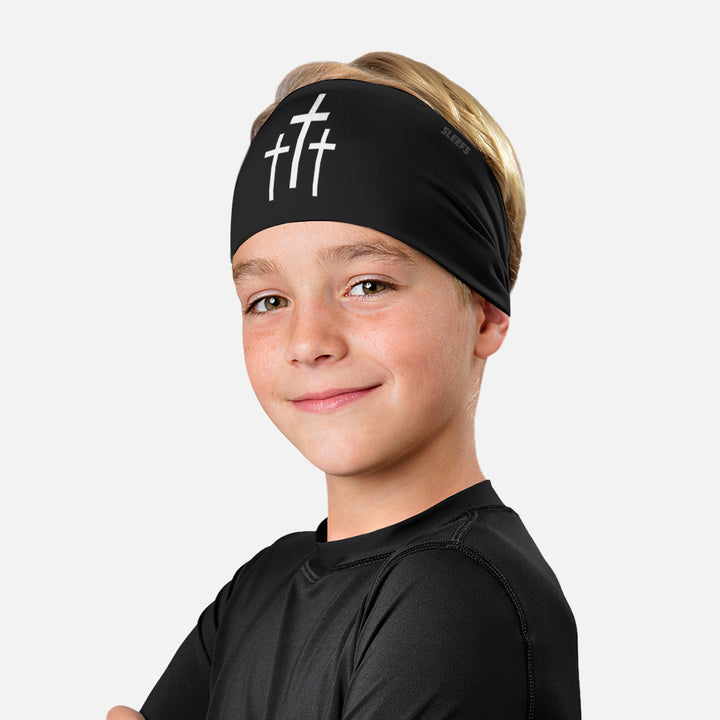 Three Crosses Black Kids Headband