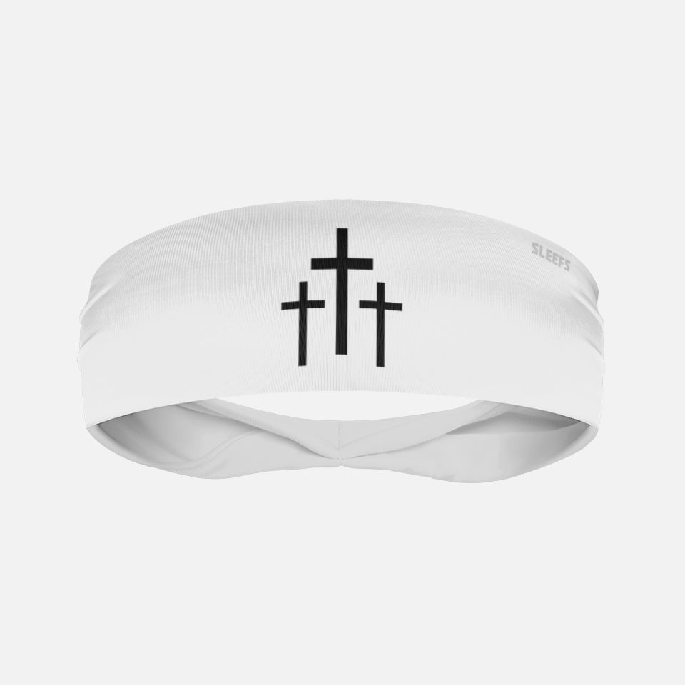 Three Crosses White Kids Headband