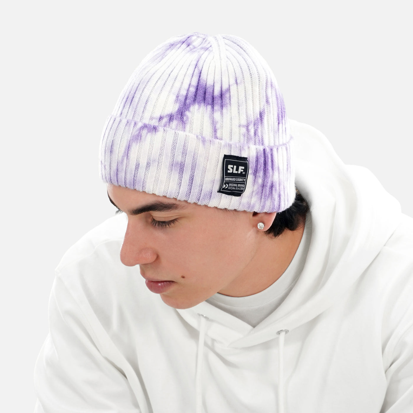 Tie Dye Purple Knit Beanie