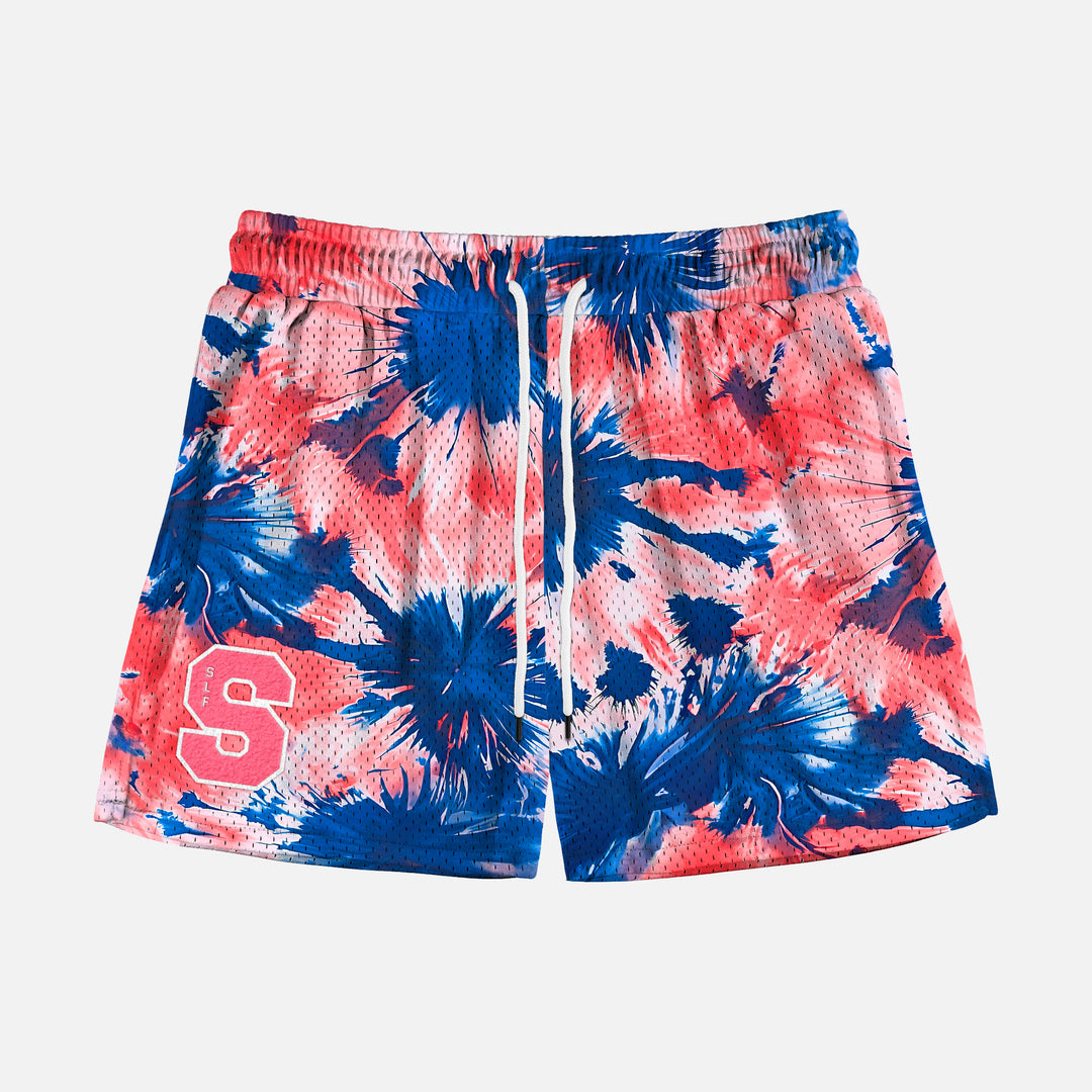 Tie Dye Navy Pink Shorts - 5"