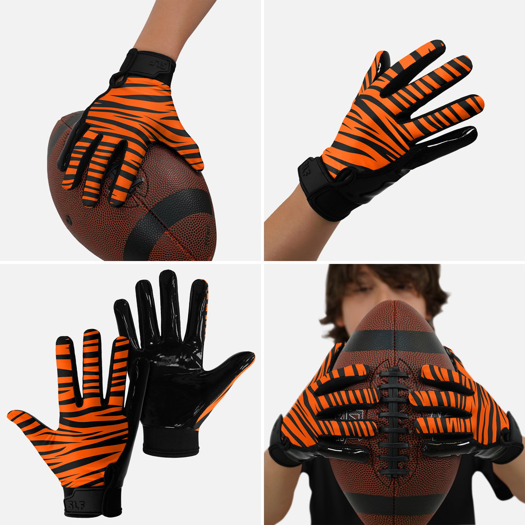 Tiger Stripes Sticky Kids Football Receiver Gloves