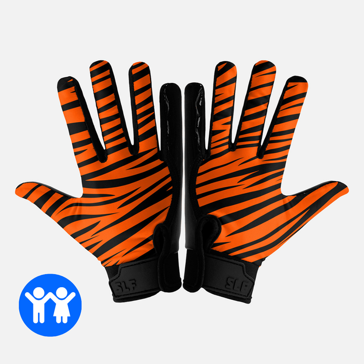 Tiger Stripes Sticky Kids Football Receiver Gloves