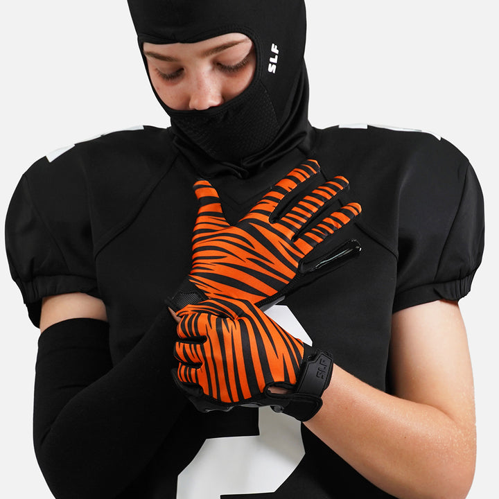 Tiger Stripes Sticky Kids Football Receiver Gloves