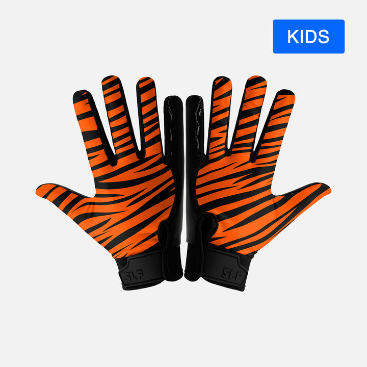 Tiger Stripes Sticky Kids Football Receiver Gloves