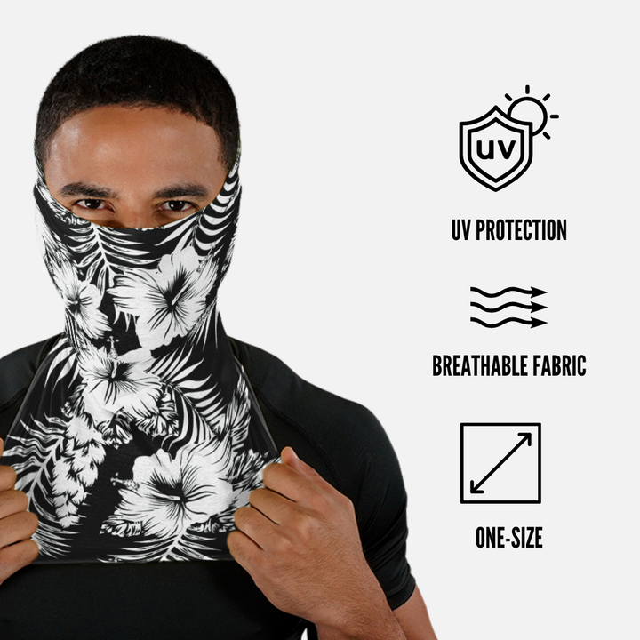Tropical Black White Neck Gaiter