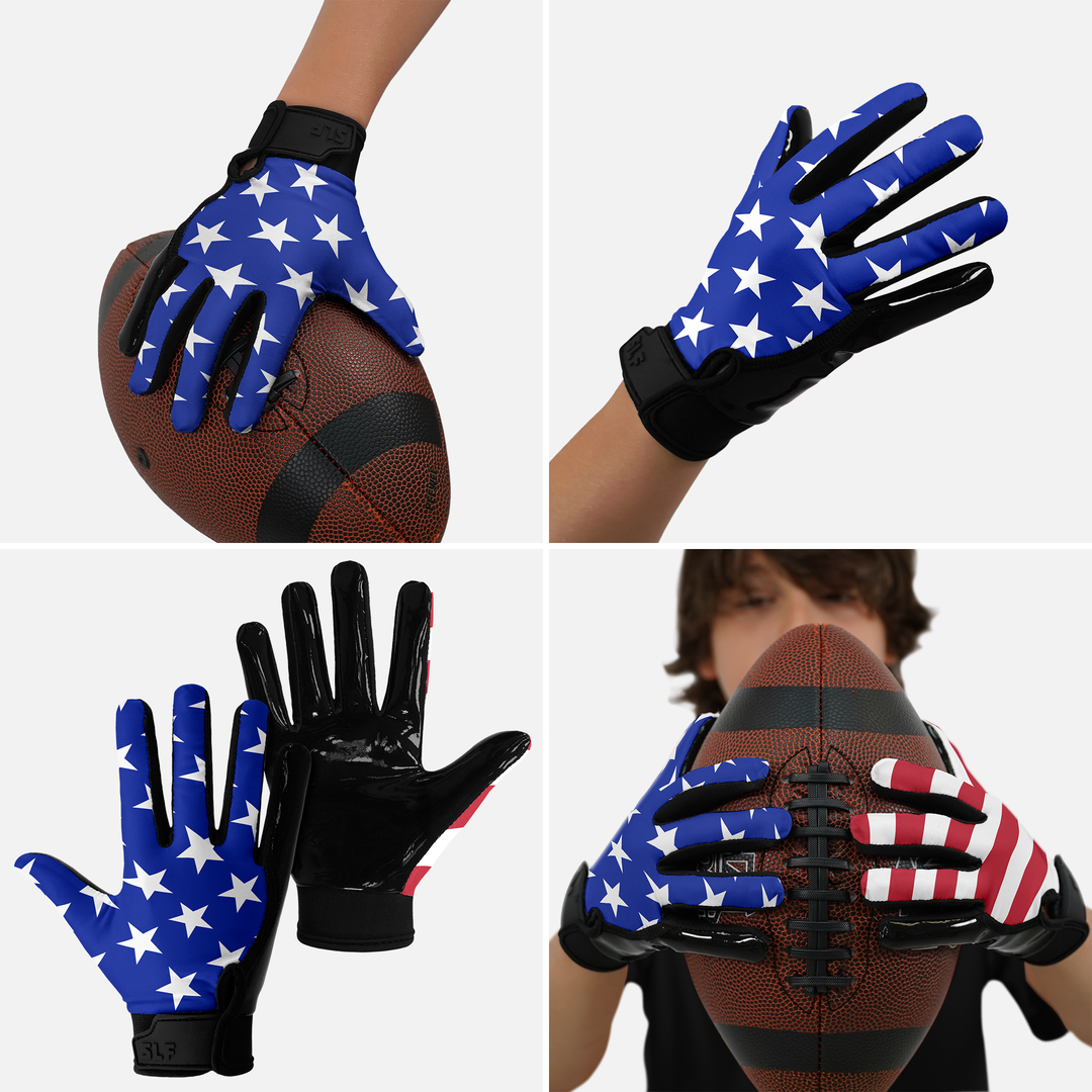 USA Flag Sticky Kids Football Receiver Gloves