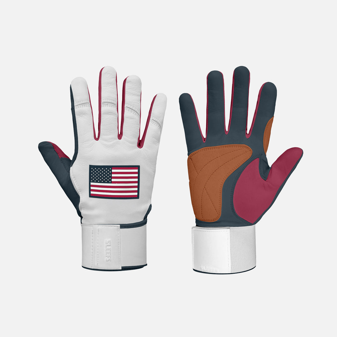 USA Flag Kids Baseball Batting Gloves
