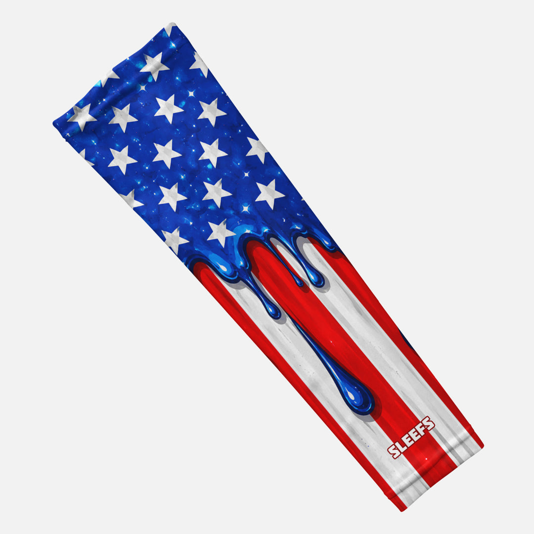 USA Flag Driping Blue Arm Sleeve