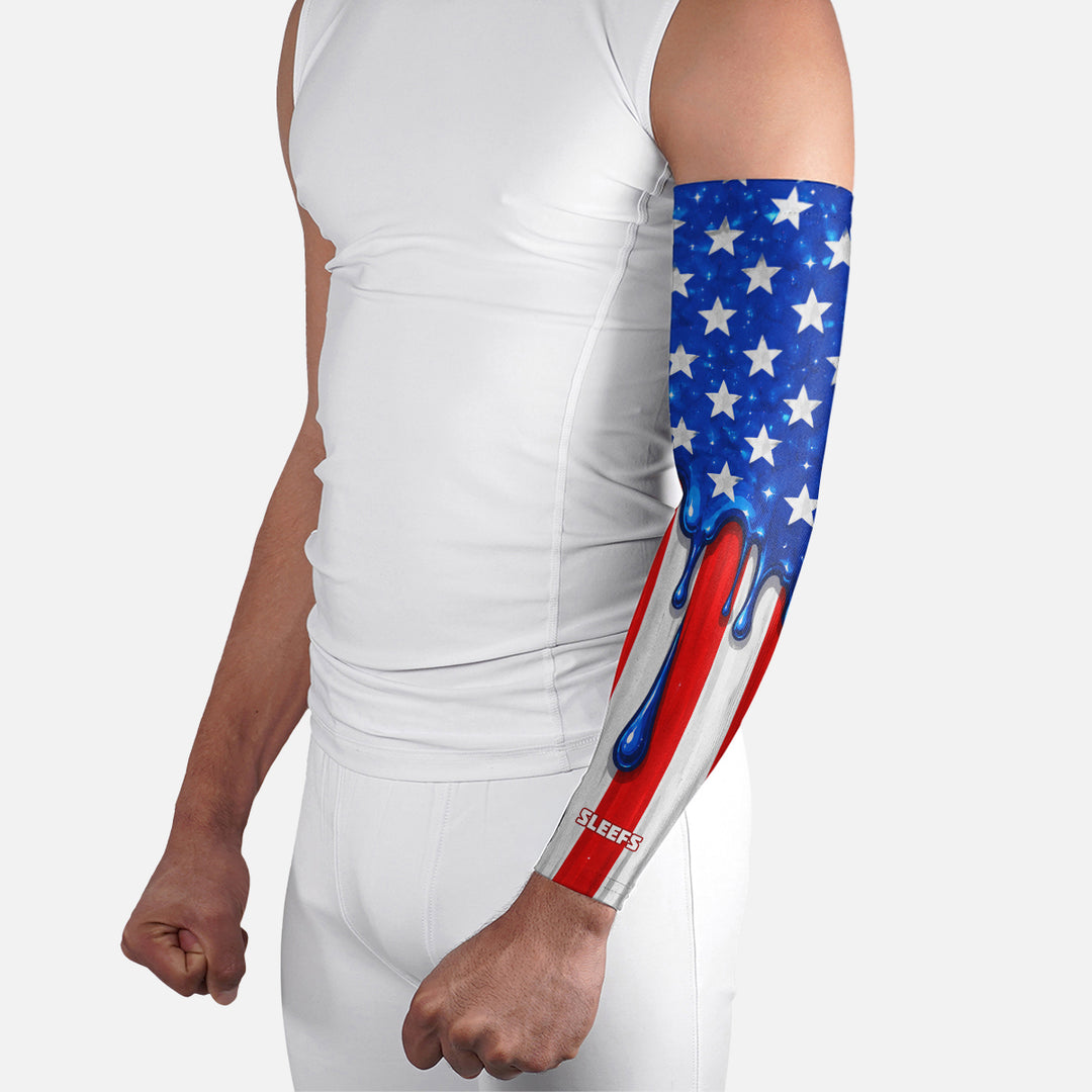USA Flag Driping Blue Arm Sleeve