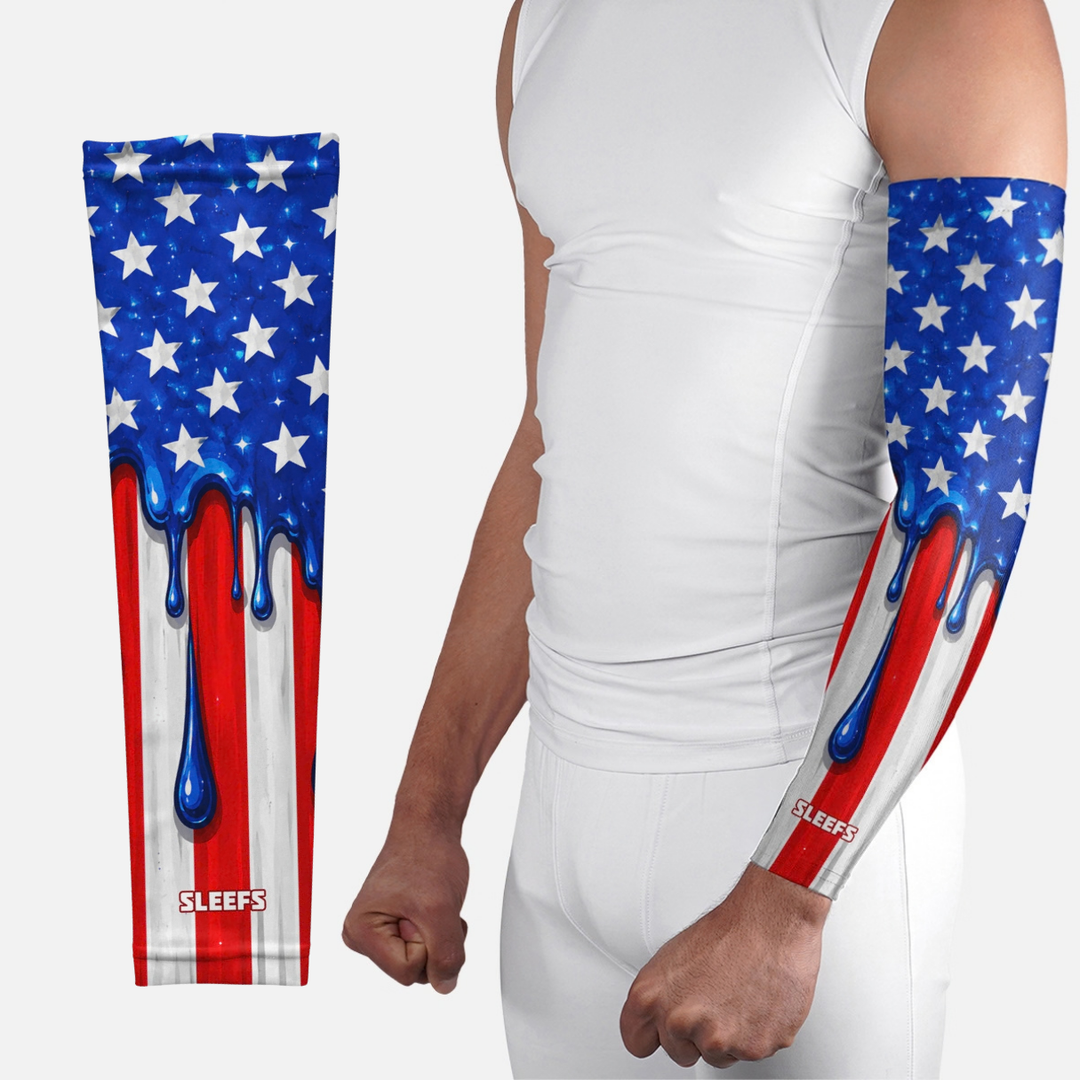 USA Flag Dripping Blue Arm Sleeve