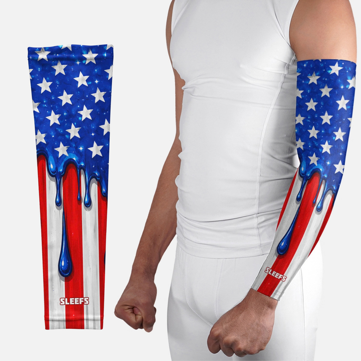USA Flag Dripping Blue Arm Sleeve