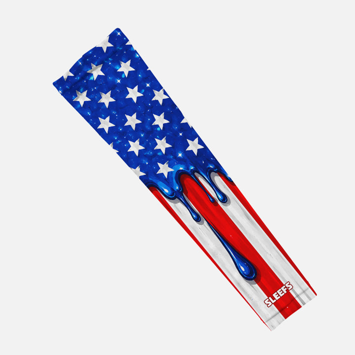 USA Flag Dripping Blue Kids Arm Sleeve