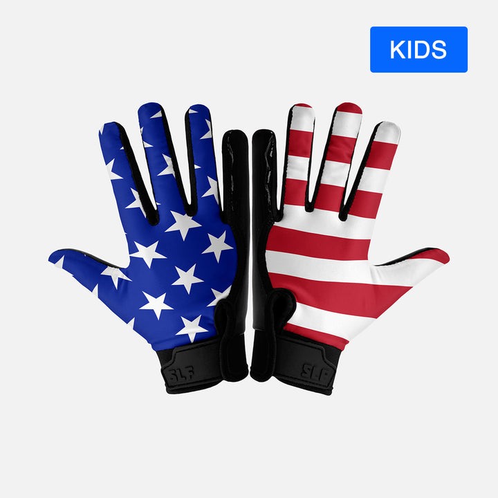 USA Flag Sticky Kids Football Receiver Gloves
