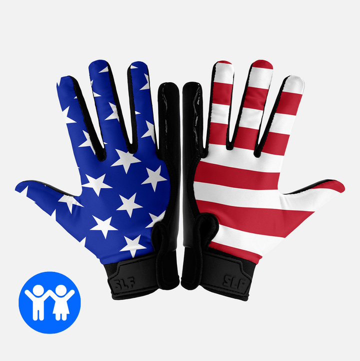 USA Flag Sticky Kids Football Receiver Gloves