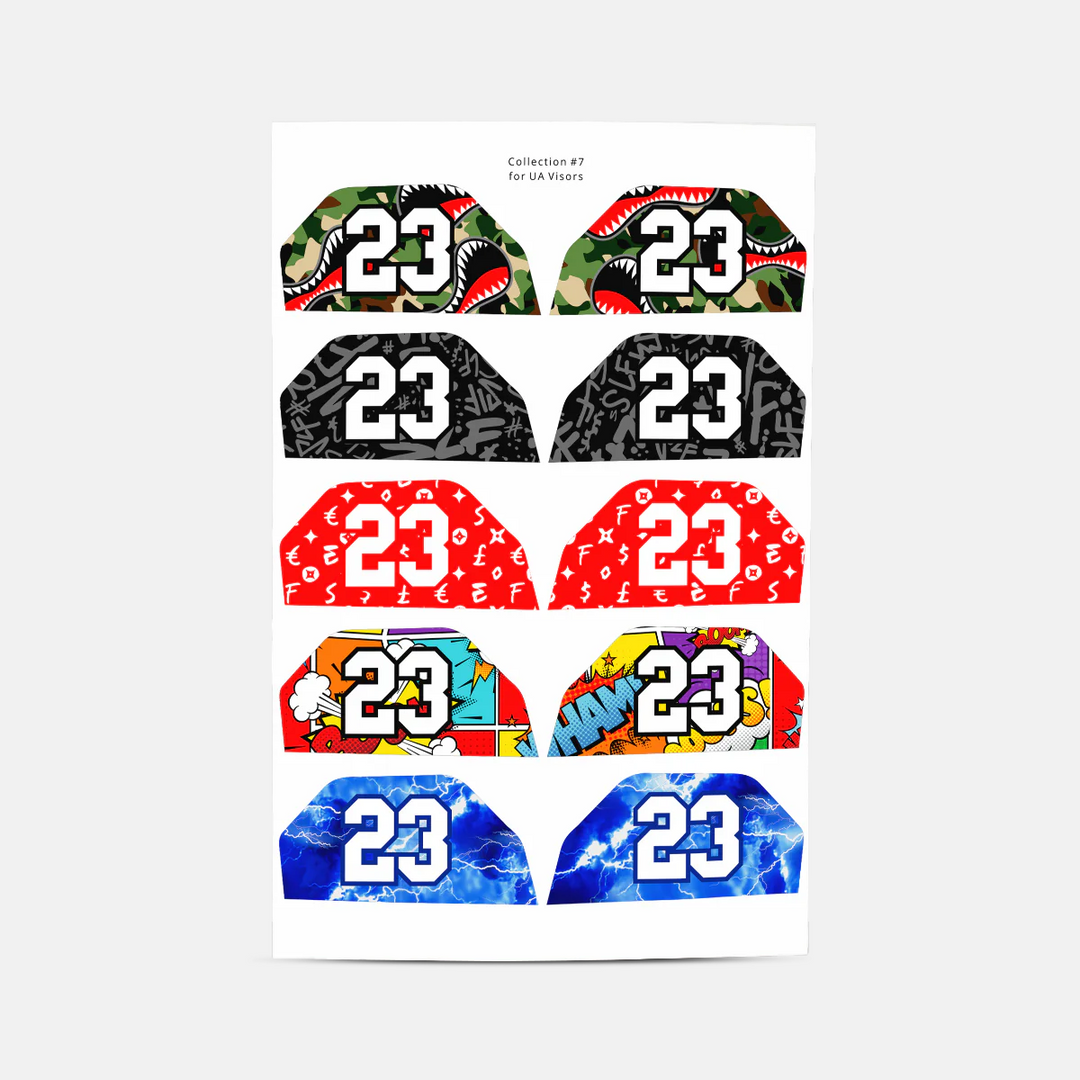 Stickers for Helmet Visor Tabs Numbers Set #2
