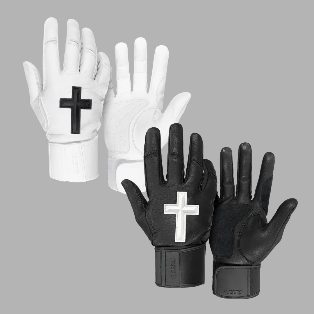 White + Black Faith Cross Baseball Batting Gloves Bundle