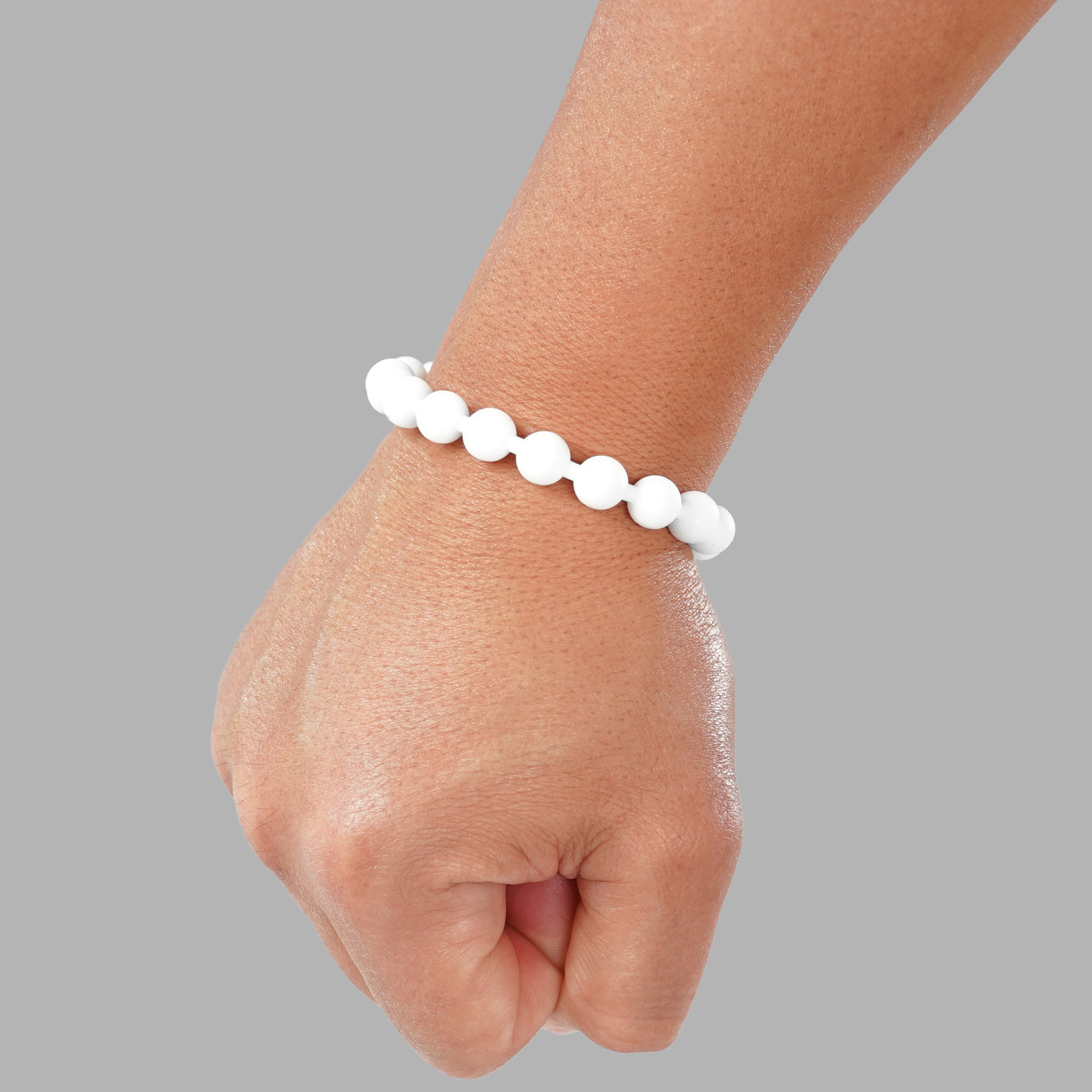 White Beaded Silicone Wristband