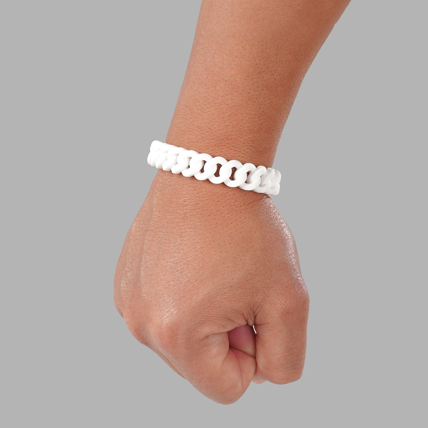 White Cuban Link Silicone Wristband