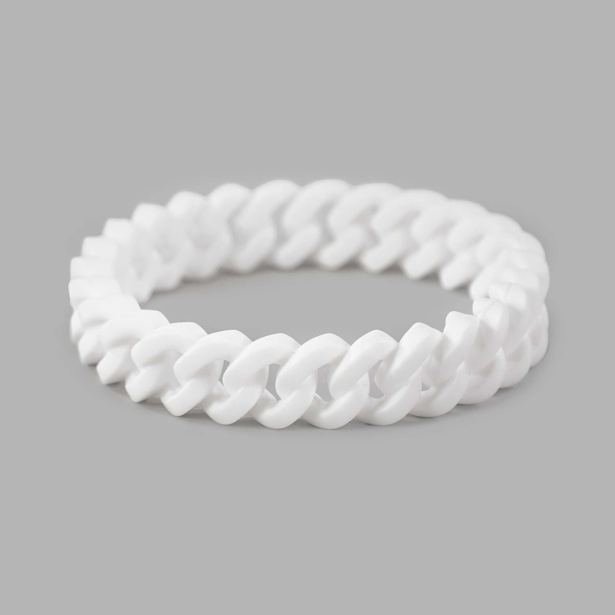 White Cuban Link Silicone Wristband – SLEEFS