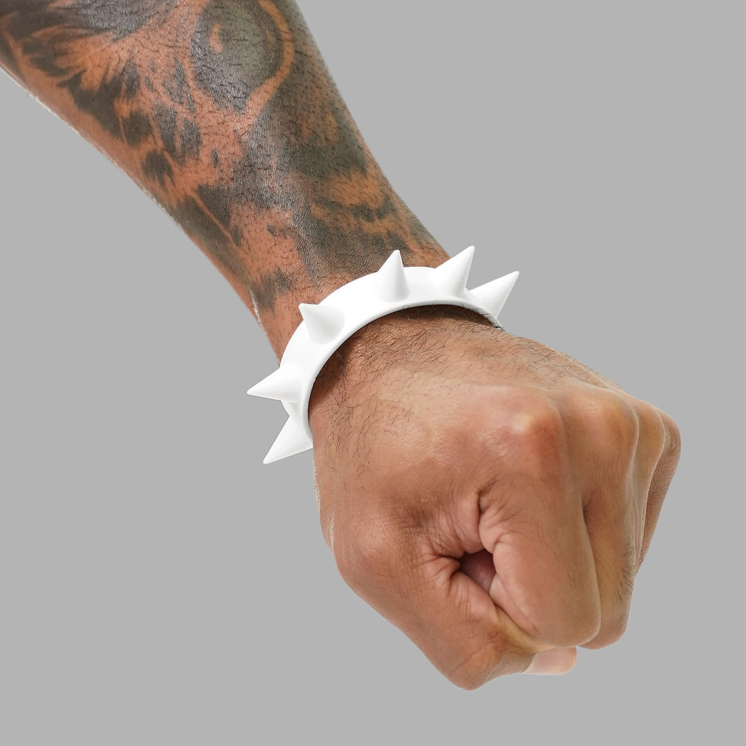 White Spiked Silicone Wristband