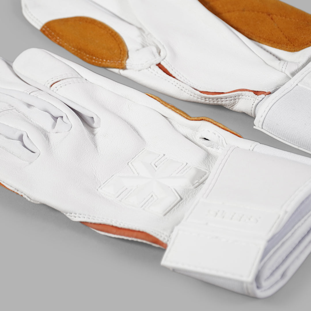 White Kids Baseball Batting Gloves