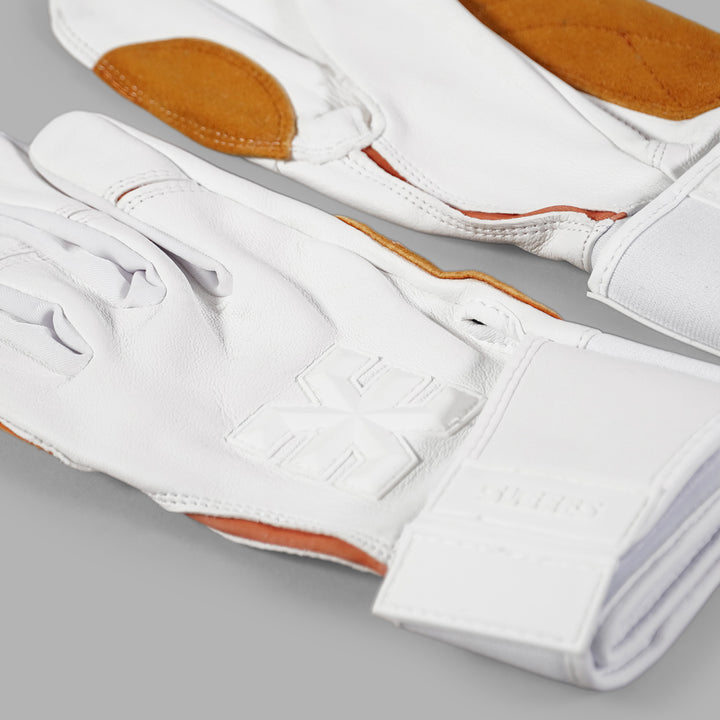 White Kids Baseball Batting Gloves
