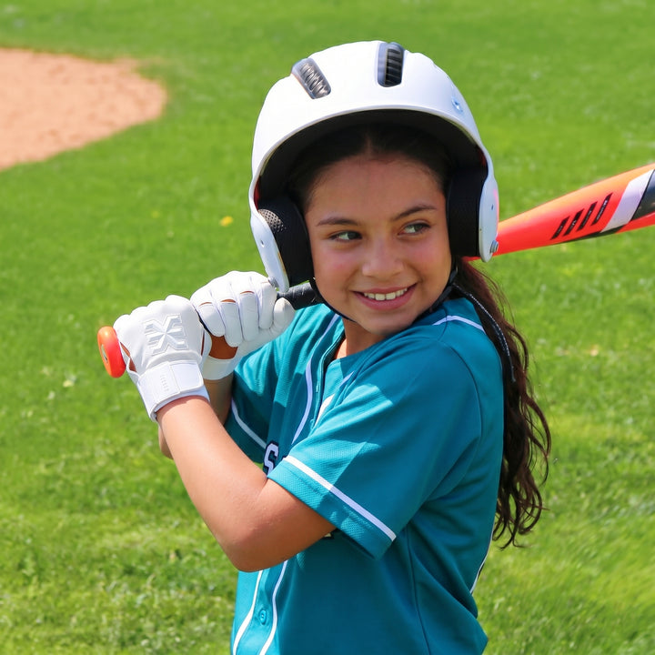 White Kids Baseball Batting Gloves
